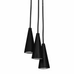 LAMPARA COLGANTE DECORATIVA NEGRA MATE CUPIDO 3 CONOS