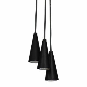 LAMPARA COLGANTE DECORATIVA NEGRA MATE CUPIDO 3 CONOS