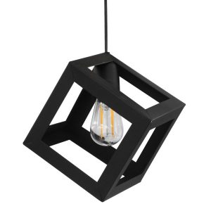 LAMPARA COLGANTE DECORATIVA NEGRA MATE GIZA 1 CUBO