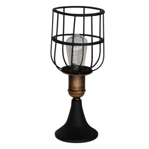 LAMPARA DE MESA NEGRA MATE/BRONCE LORUS