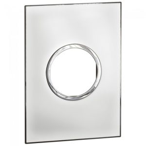 PLACA 4 X 2 PARA 2 MODULOS REDONDO ESPEJO BLANCO