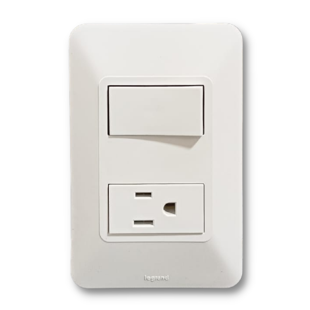 TOMACORRIENTE SENCILLA 2P+T + INTERRUPTOR SENCILLO - Edelco